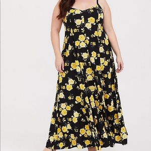 Sundress black with beautiful yellow flowers